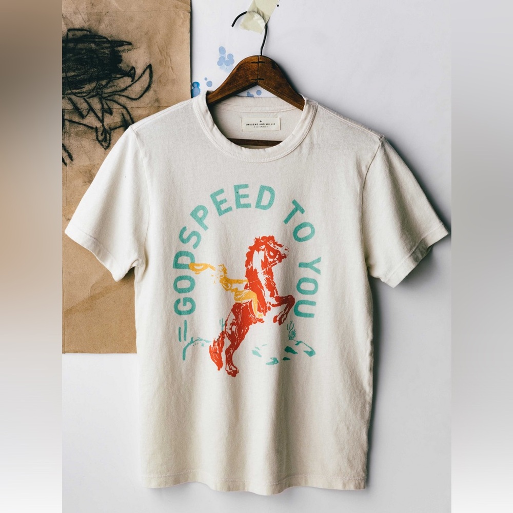 IMOGENE & WILLIE the "godspeed" tee in vintage white